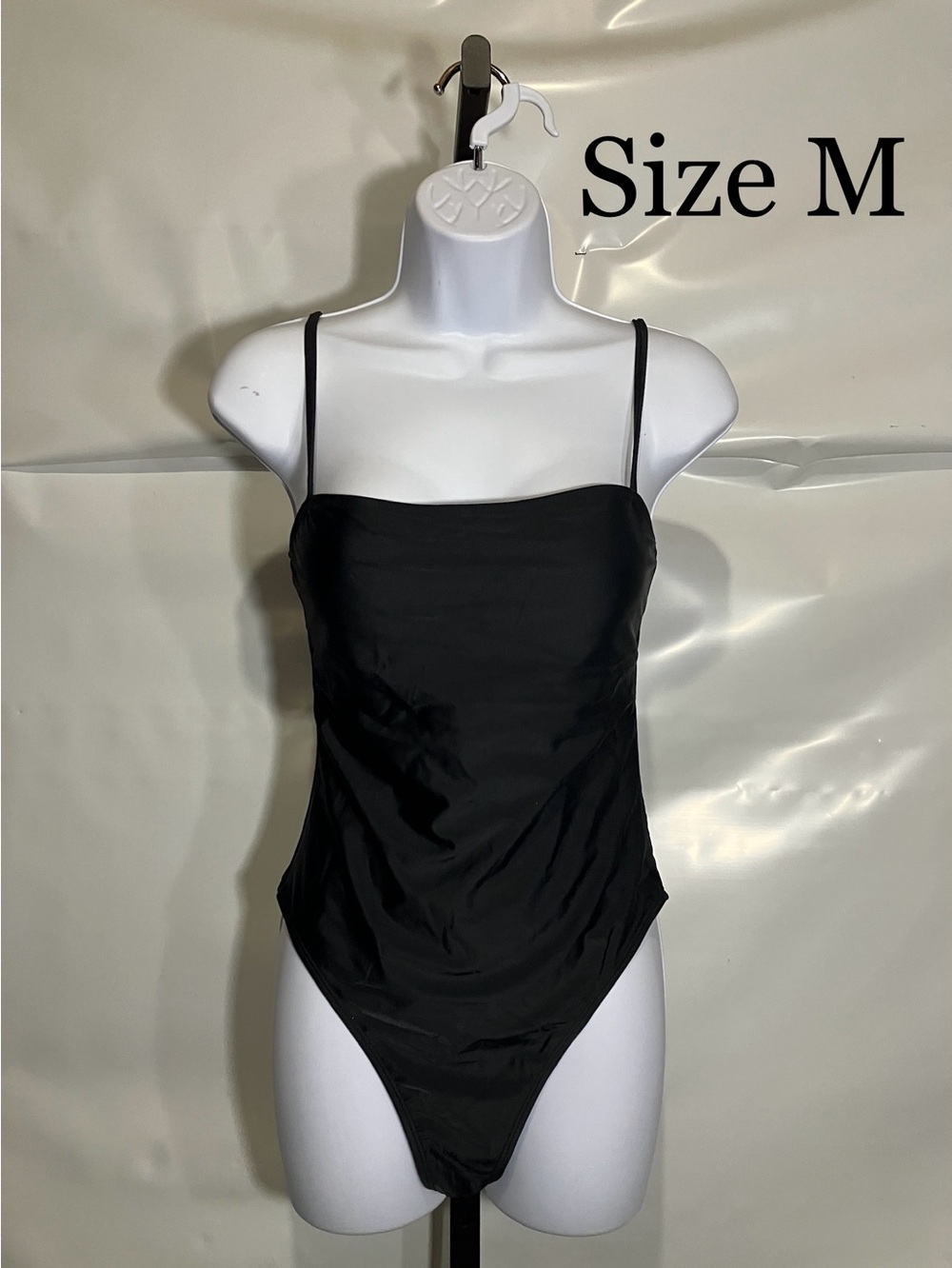 Women’s Black One Piece Spaghetti Strap Swimsuit Size M